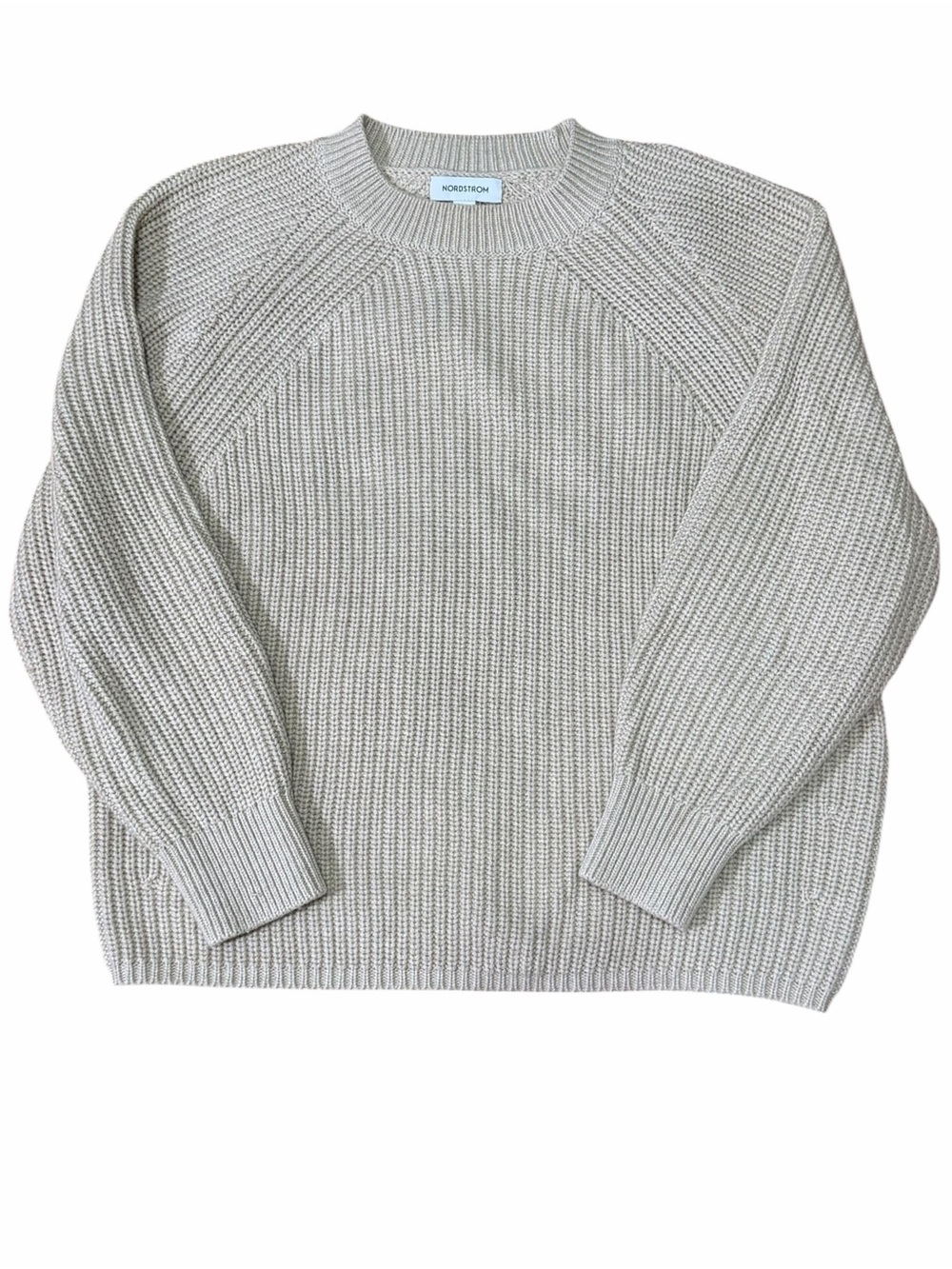 Nordstrom Organic Cotton Merino Wool Ribbed Knit Sweater Taupe XS Minimalist